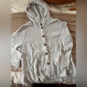 Habitat gray cotton gauze button down blouse